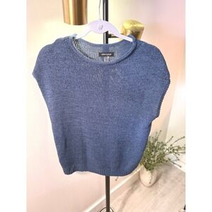 Cable & Gauge rollneck LG sweater short sleeve summer coastal chic cableknit euc